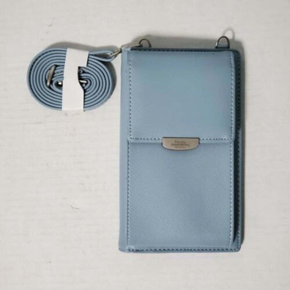 Prettyzys Light Blue Crossbody Phone Wallet Vegan Leather Small Shoulder Bag